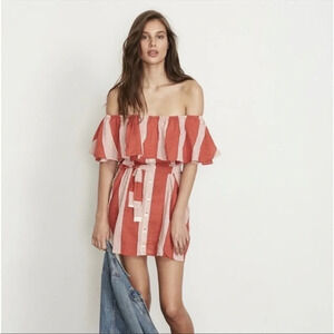 Anthropologie Faithfull the Brand Amalfi Off Shoulder Striped Ruffle Dress B30